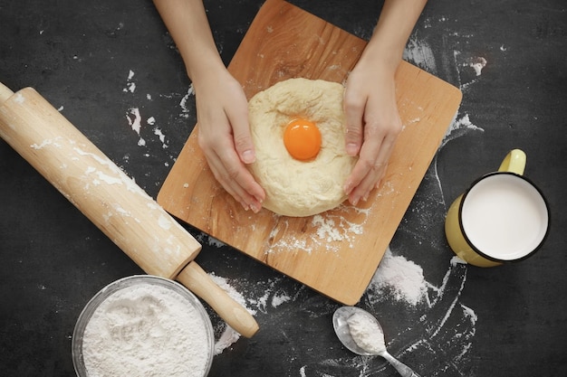 hands preparing dough